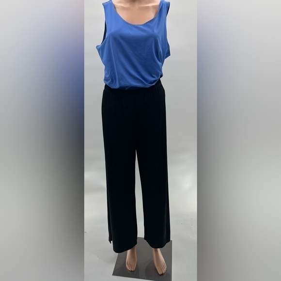 Chico's Travelers Size 2R (US L) Black Wide Leg Pants Jersey Stretch - Picture 7 of 10